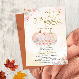 Sweet Pumpkin Floral Baby Shower Invitation