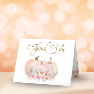 Sweet Pumpkin Floral Baby Shower Thank You Card