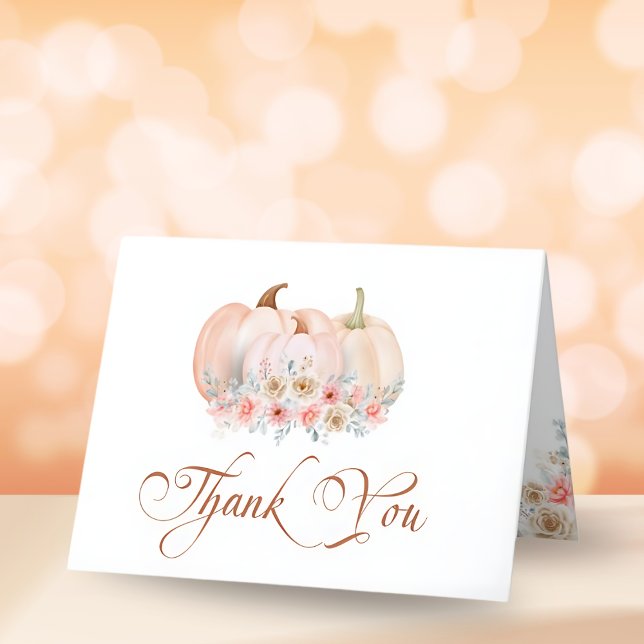 Sweet Pumpkin Floral Baby Shower Thank You Card (Creator Uploaded)