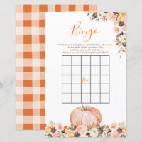 Sweet Pumpkin Rustic Floral Birthday Bingo Game