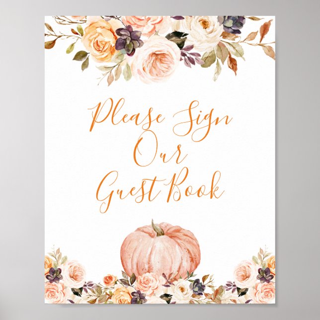 Sweet Pumpkin Rustic Floral Please Sign our Guest (Front)