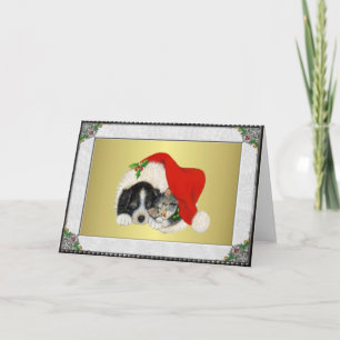 Sweet puppy and kitten holiday card