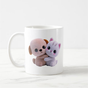 Sweet Puppy Kitten Embrace Coffee Mug