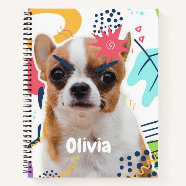 Sweet Puppy Patterned Notebook – Personalised  (Front)