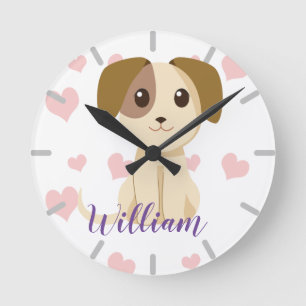 Sweet Puppy Round Clock