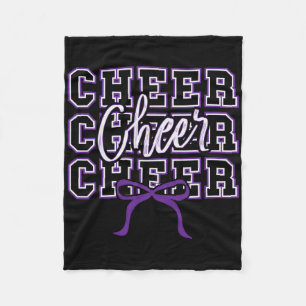 Sweet Purple Bow Sport Cheer Cheerleader Cheerlead Fleece Blanket