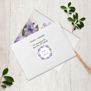 Sweet Purple Floral Wedding Classic Round Sticker