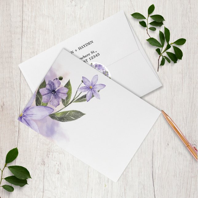 Sweet Purple Floral Wedding Envelope (Creator Uploaded)