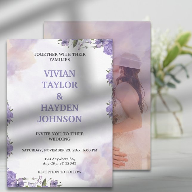 Sweet Purple Floral Wedding Invitation (Creator Uploaded)