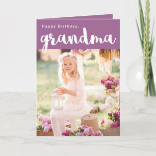 Sweet Purple Happy Birthday Grandma Photo Card