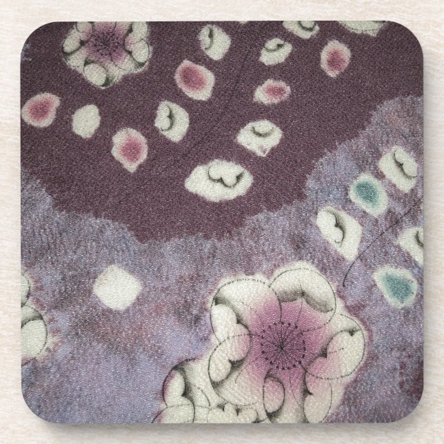 Sweet Purple Kimono Fabric Coaster (Front)
