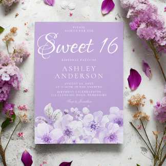 Sweet Purple Lavender Violet Sweet 16 Birthday Invitation