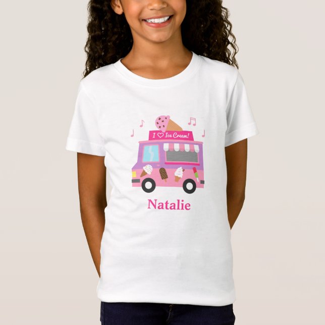 Sweet Purple Pink Ice Cream Truck For Girls T-Shirt (Front)