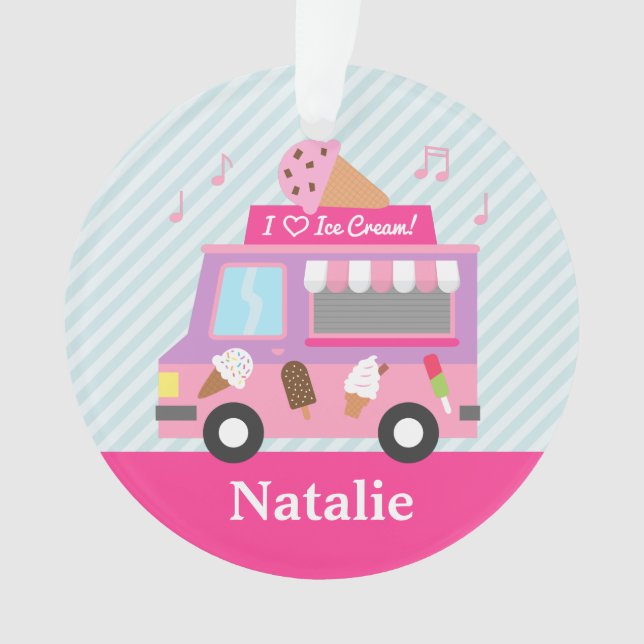 Sweet Purple Pink Ice Cream Truck Girls Room Ornament (Front)
