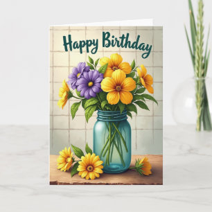 Sweet Purple Yellow Floral Card