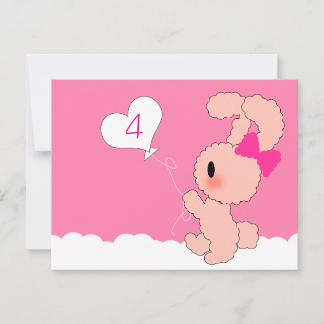 Sweet Rabbit Cute 4th Birthday invitation (Front)