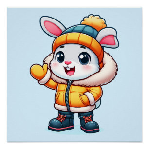 Sweet rabbit in winter poster