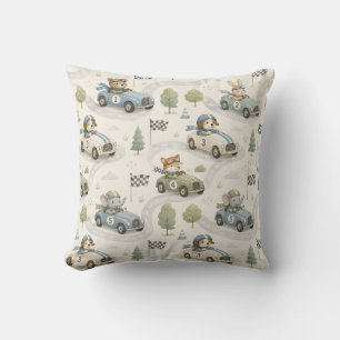 Sweet Race Cars and Little Animals Kids Cushion
