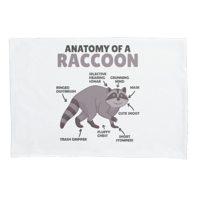 Sweet Racoon Explanation Anatomy Of A Racoon Pillowcase (Front)