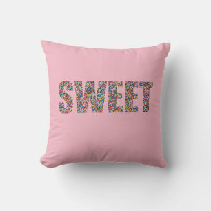 Sweet Rainbow Sprinkles Throw Pillow