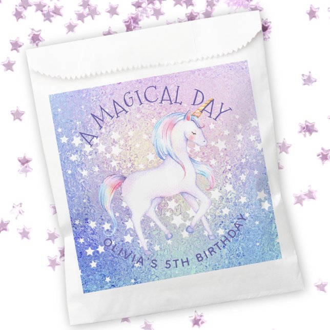 Sweet Rainbow Unicorn Glittery Birthday Party Name Favour Bags (Creator Uploaded)