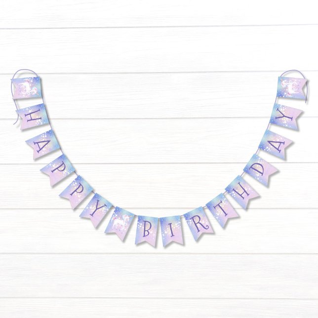Sweet Rainbow Unicorn Glittery Happy Birthday Bunting (Creator Uploaded)