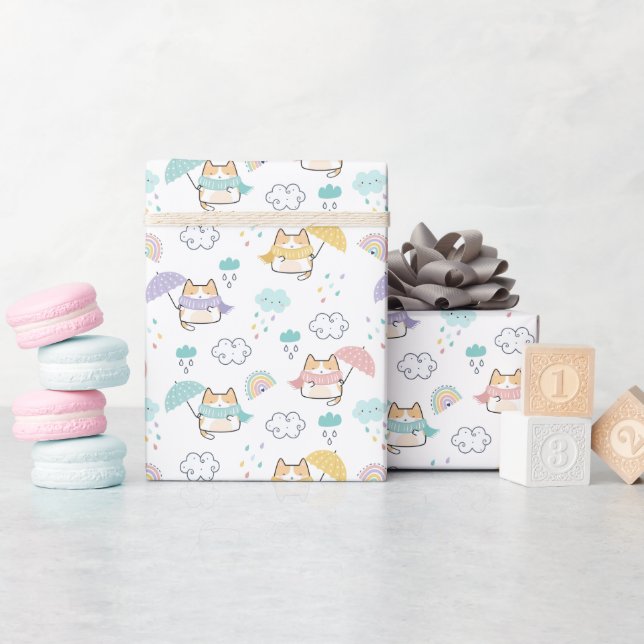 Sweet Rainy Day Pattern Wrapping Paper Roll (Baby Shower)