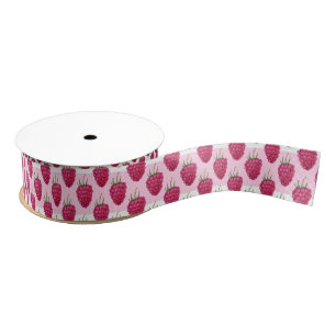 Sweet Raspberries Watercolor Hand-painted Grosgrain Ribbon