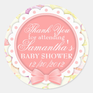 Sweet Rattles (Girly) Baby Shower Classic Round Sticker