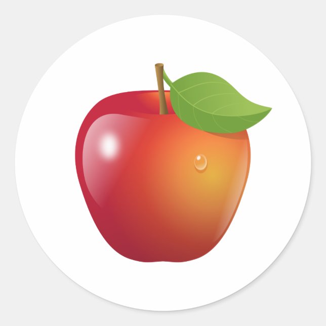 Sweet Red Apple Classic Round Sticker (Front)