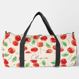 Sweet red cherries  duffle bag