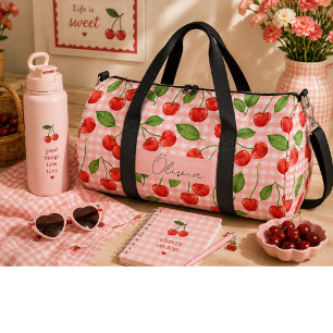 Sweet red cherries duffle bag
