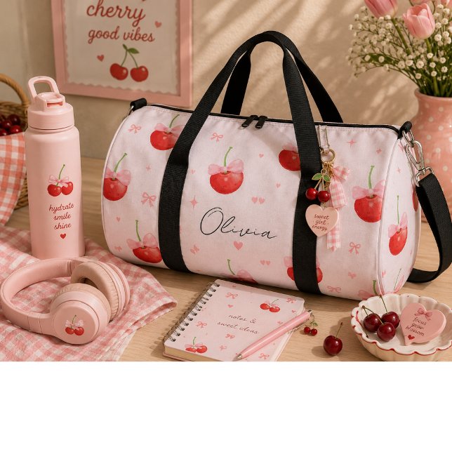 Sweet red cherries  duffle bag (Creator Uploaded)