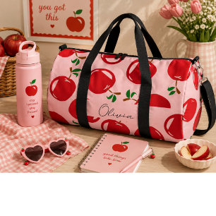 Sweet red cherries duffle bag