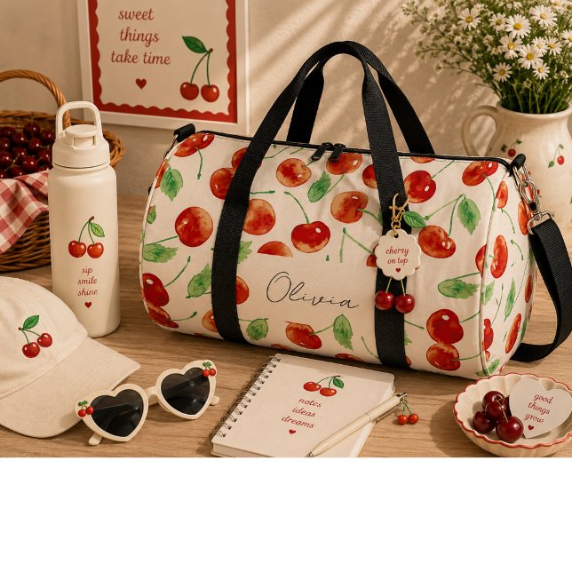 Sweet red cherries  duffle bag (Creator Uploaded)