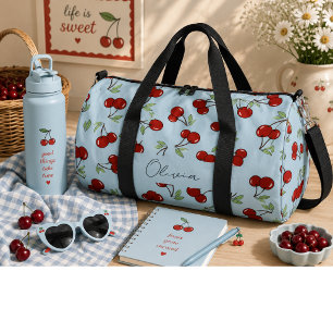 Sweet red cherries  duffle bag