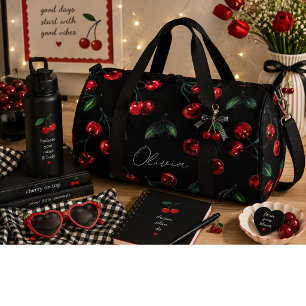 Sweet red cherries  duffle bag