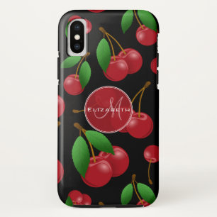 sweet red cherries pattern monogrammed Case-Mate iPhone case
