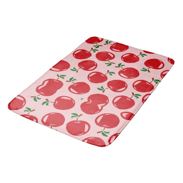 Sweet Red Cherry Pattern Bath Mat (Angled)