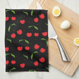 Sweet Red Cherry Pattern Tea Towel