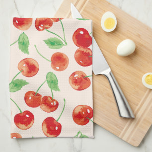 Sweet Red Cherry Pattern Tea Towel