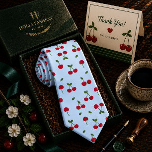 Sweet Red Cherry Pattern Tie
