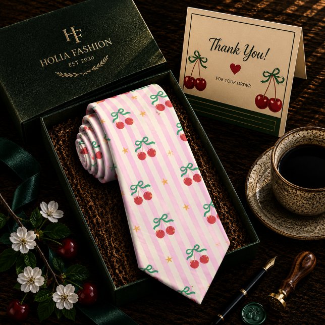 Sweet Red Cherry Pattern Tie (Creator Uploaded)