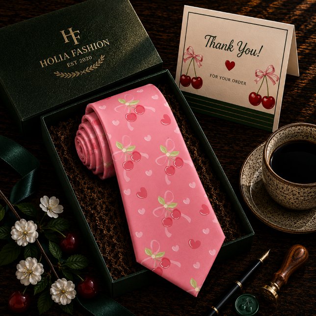  Sweet Red Cherry Pattern Tie (Creator Uploaded)