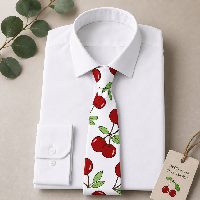Sweet Red Cherry Pattern Tie (Creator Uploaded)