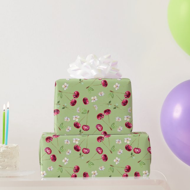 Sweet Red Cherry Pattern Wrapping Paper (Party Gifts)