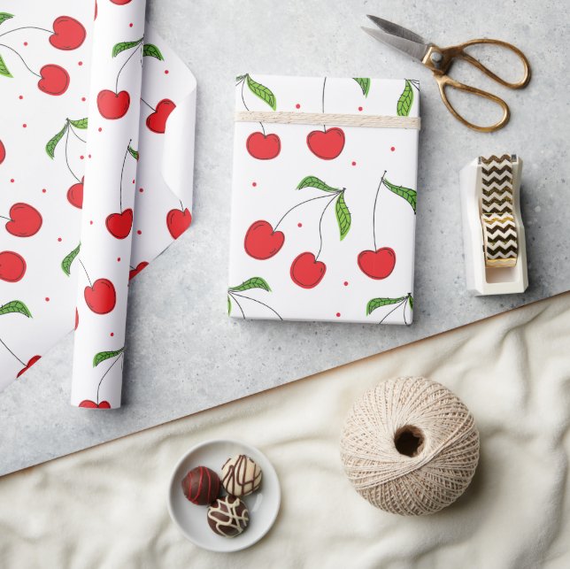 Sweet Red Cherry Pattern Wrapping Paper (Crafts)