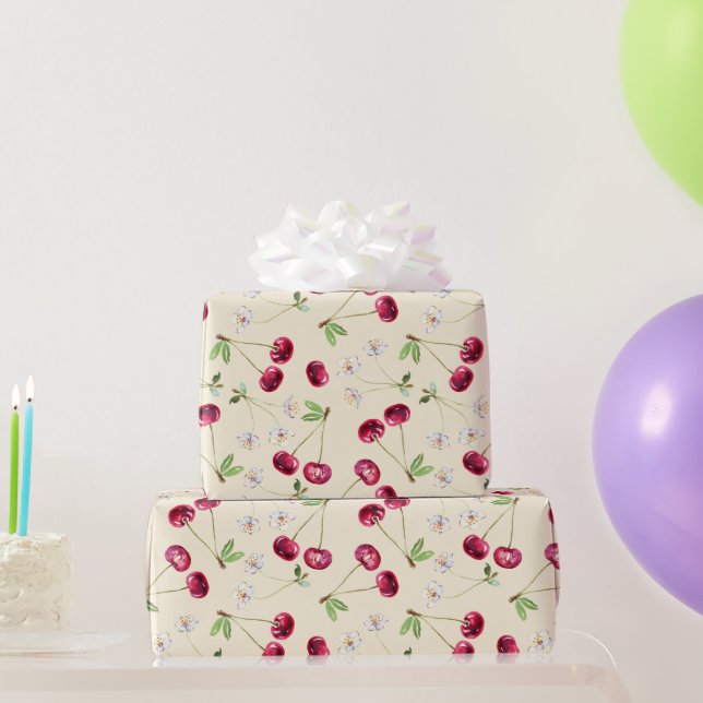 Sweet Red Cherry Pattern Wrapping Paper (Party Gifts)