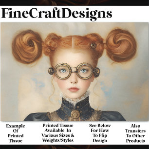 Sweet Red Hair Steampunk Princess AC9 Decoupage Tissue Paper