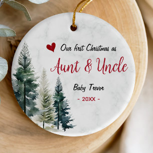 Sweet Red Heart First Christmas Aunt Uncle Ceramic Tree Decoration